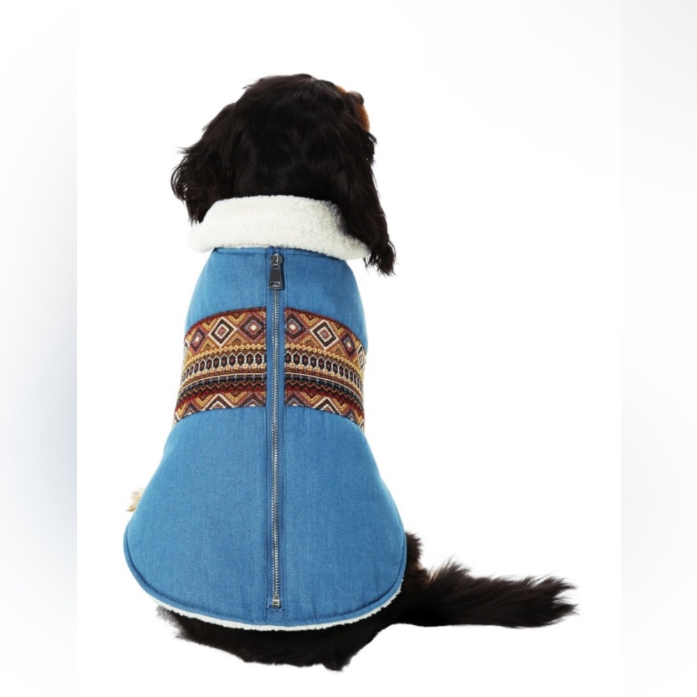 Frisco Mid-Heavyweight Western Fleece Lined Faux Zipper Dog Coat